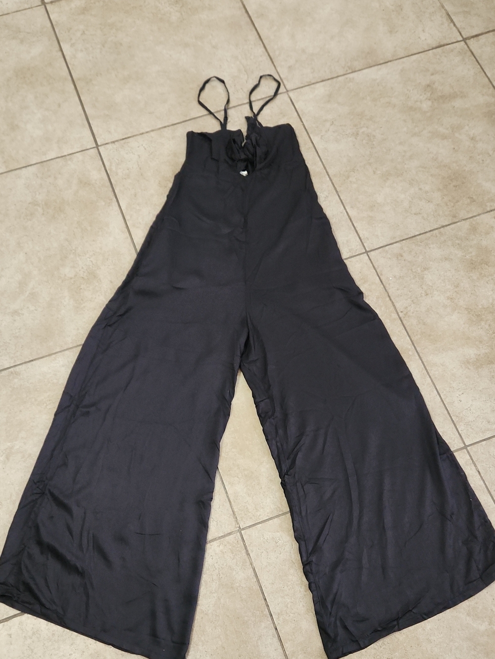 Billabong Black Wide-Leg Spaghetti-Strap Jumpsuit Romper